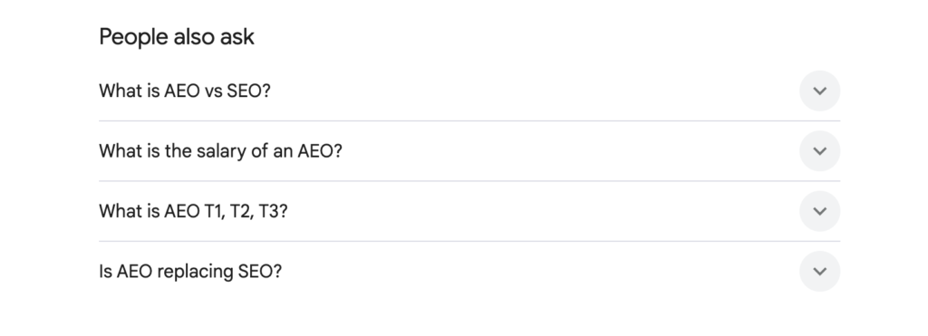 People also Ask - AEO - idatecontent